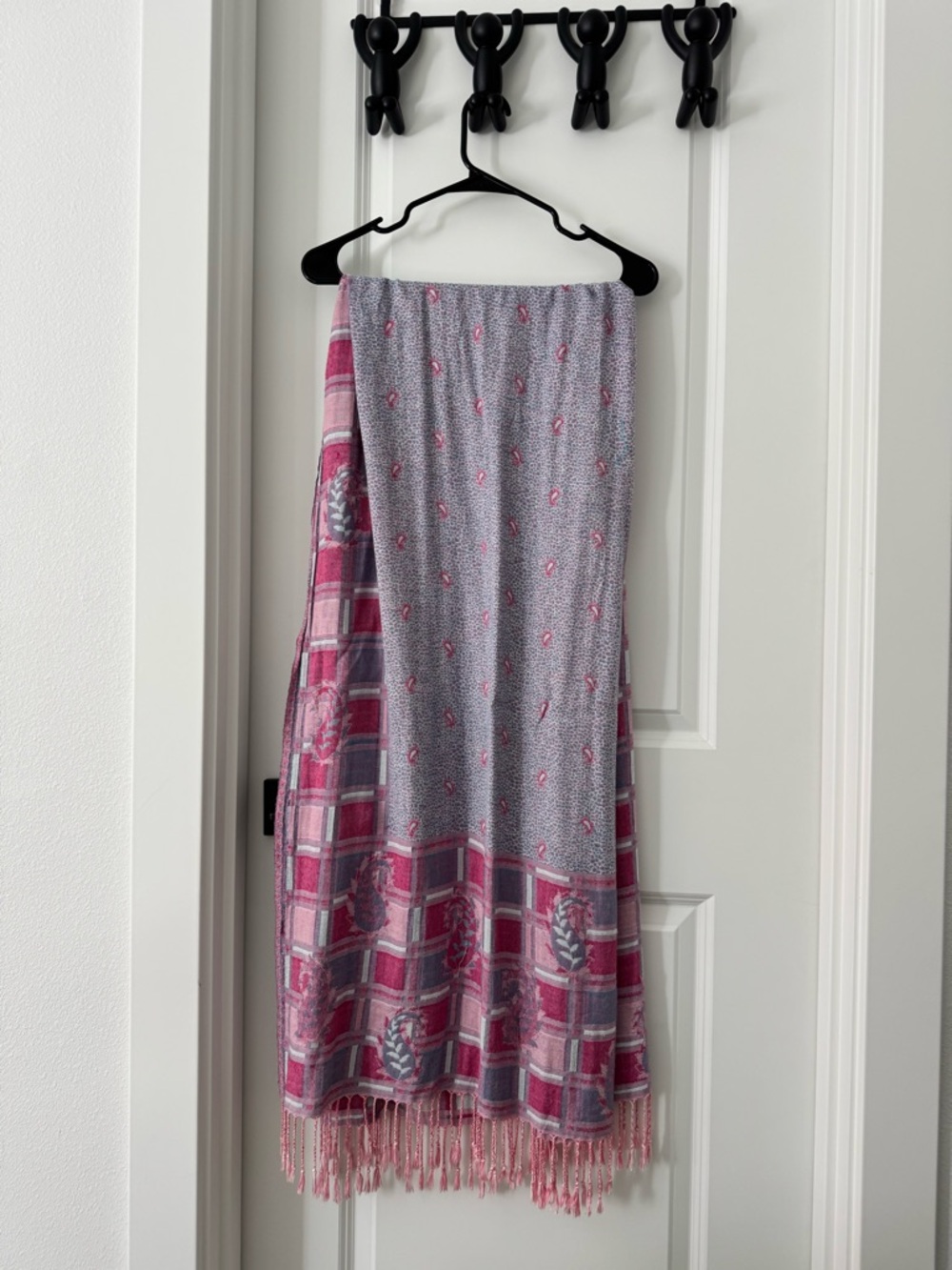 Lightweight Pink and Gray Patterned Scarf Wrap
